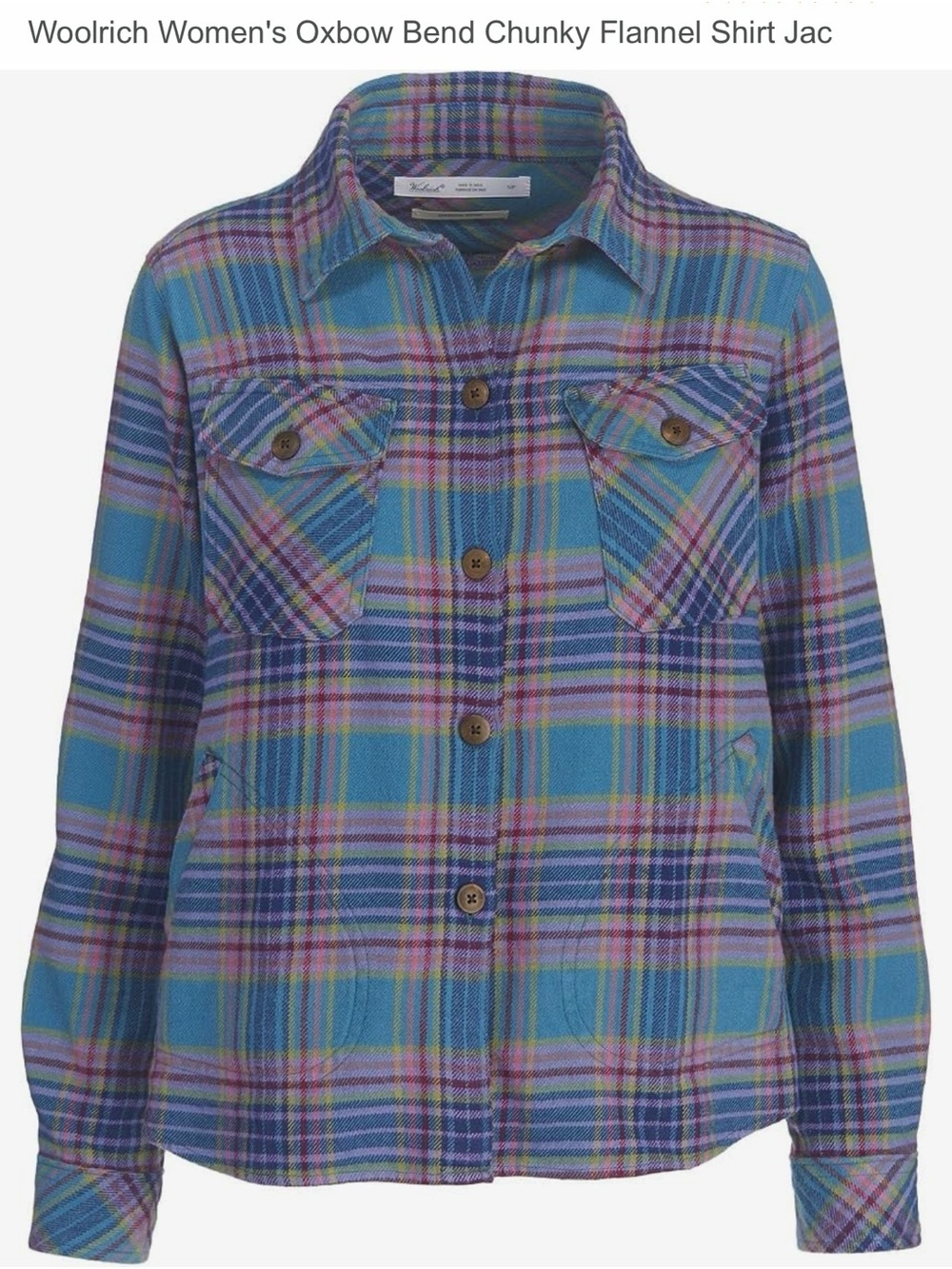Woolrich Blue & Purple Plaid Oxbow Chunky Cotton Flannel Shirt Jacket